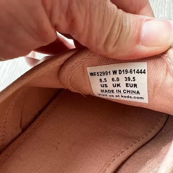 Kate Spade Keds Glitter Sparkle Rose Gold Ribbon Lace Sneakers size 8.5 - Picture 7 of 7